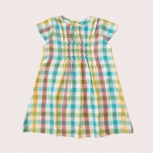 Little Green Radicals rainbow smock dress size 5/6 100% organic cotton colorful